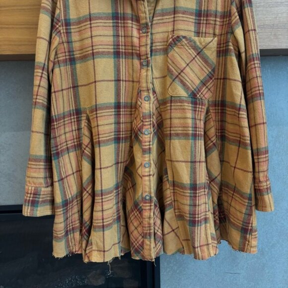 Free People We The Free Kalli Plaid Buttondown Shirt Flannel Tunic Top, Size XS - Picture 3 of 12